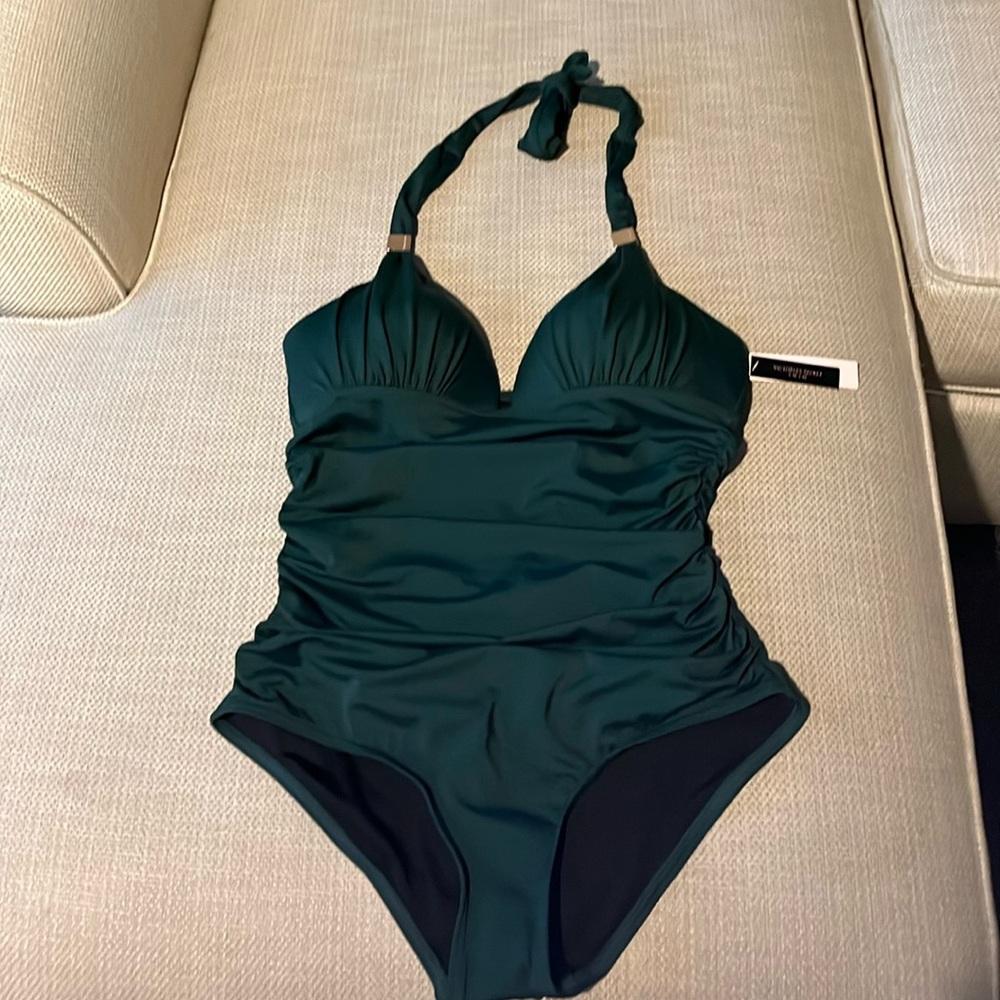 Brand new ruched dark green one piece!